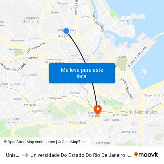 Unisuam to Universidade Do Estado Do Rio De Janeiro - Campus Maracanã map