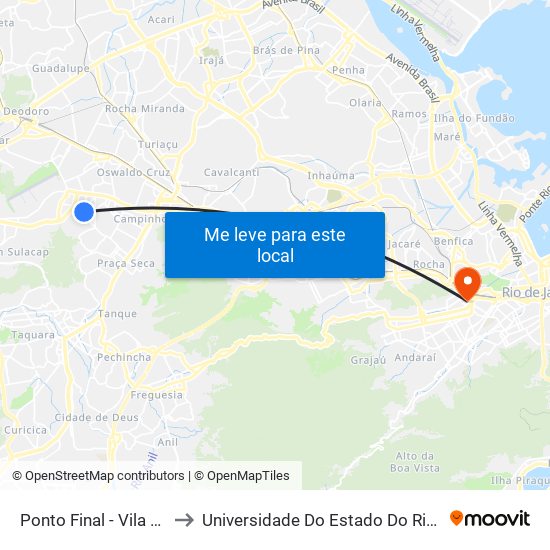 Ponto Final - Vila Valqueire (Linha 678) to Universidade Do Estado Do Rio De Janeiro - Campus Maracanã map