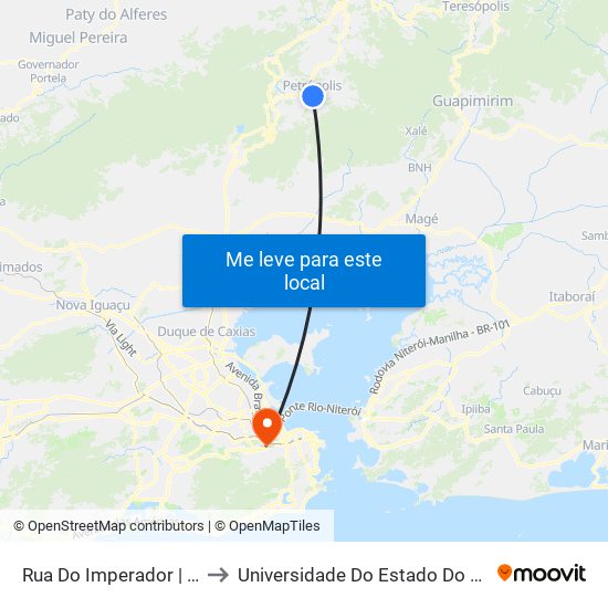 Rua Do Imperador | CEFET  (Linhas Petro Ita) to Universidade Do Estado Do Rio De Janeiro - Campus Maracanã map