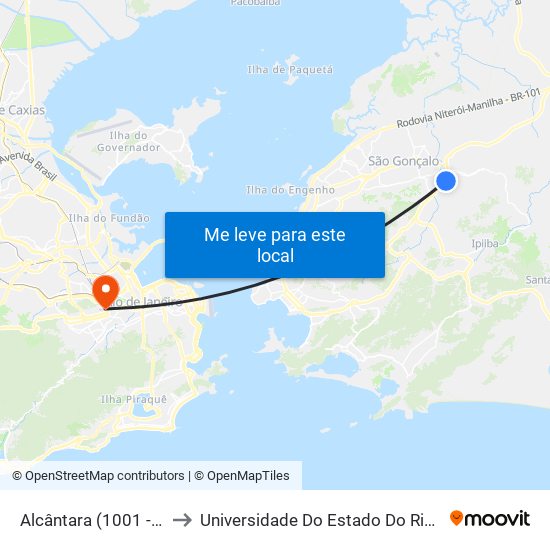 Alcântara (1001 - Linhas Rodoviárias) to Universidade Do Estado Do Rio De Janeiro - Campus Maracanã map