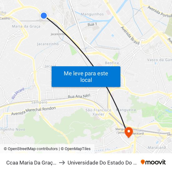 Ccaa Maria Da Graça | Metrô Maria Da Graça to Universidade Do Estado Do Rio De Janeiro - Campus Maracanã map