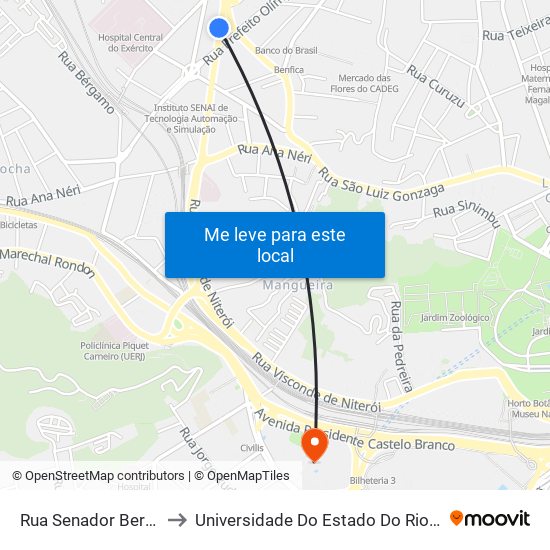 Rua Senador Bernardo Monteiro, 54 to Universidade Do Estado Do Rio De Janeiro - Campus Maracanã map