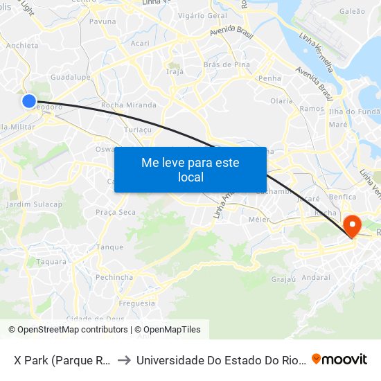 X Park (Parque Radical De Deodoro) to Universidade Do Estado Do Rio De Janeiro - Campus Maracanã map