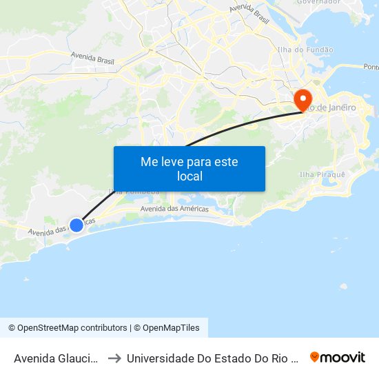 Avenida Glaucio Gil, 1101-1125 to Universidade Do Estado Do Rio De Janeiro - Campus Maracanã map