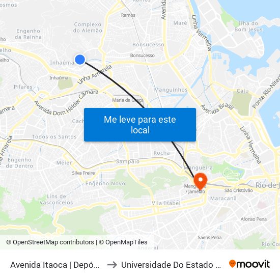 Avenida Itaoca | Depósito Do Mundial (Sentido Inhaúma) to Universidade Do Estado Do Rio De Janeiro - Campus Maracanã map