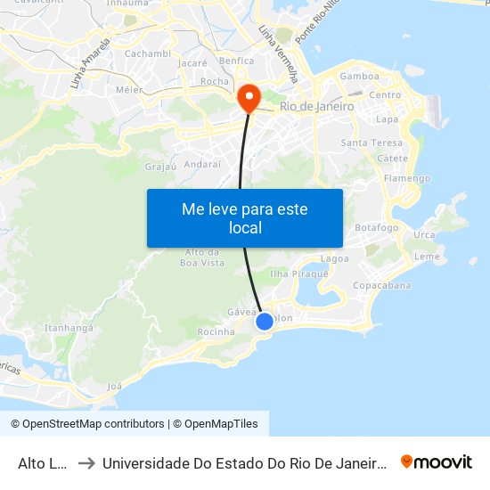 Alto Leblon to Universidade Do Estado Do Rio De Janeiro - Campus Maracanã map