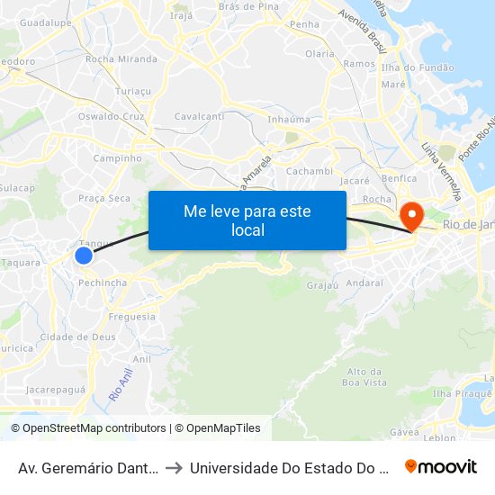 Av. Geremário Dantas | Cartório Do Tanque to Universidade Do Estado Do Rio De Janeiro - Campus Maracanã map