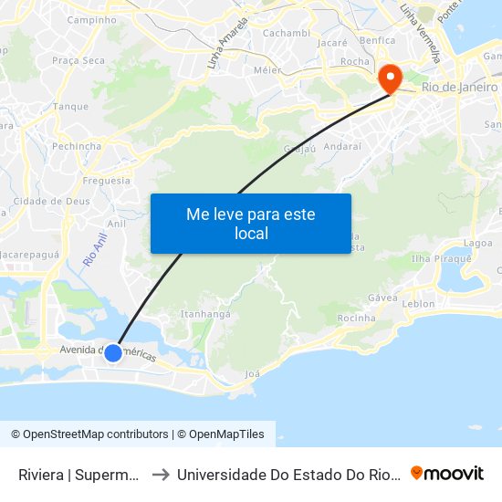 Riviera | Supermercardo Guanabara to Universidade Do Estado Do Rio De Janeiro - Campus Maracanã map
