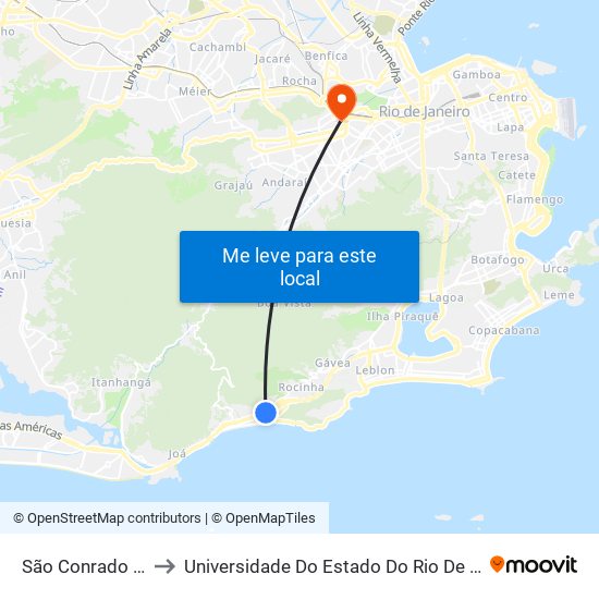 São Conrado Fashion Mall to Universidade Do Estado Do Rio De Janeiro - Campus Maracanã map