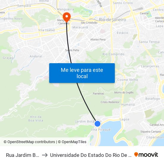 Rua Jardim Botânico, 657 to Universidade Do Estado Do Rio De Janeiro - Campus Maracanã map