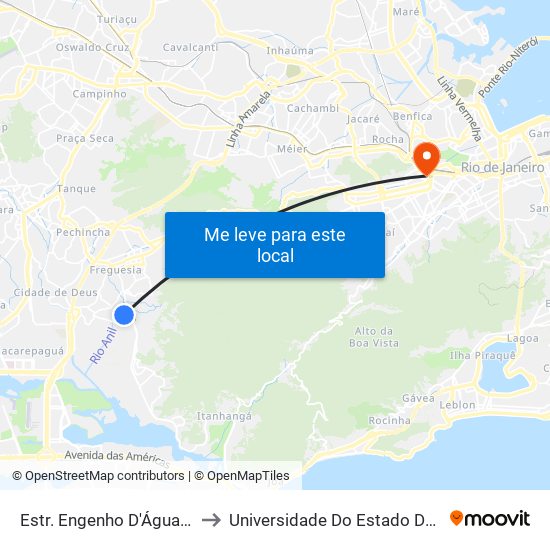 Estr. Engenho D'Água | Parkjacarepaguá (Acesso 2) to Universidade Do Estado Do Rio De Janeiro - Campus Maracanã map