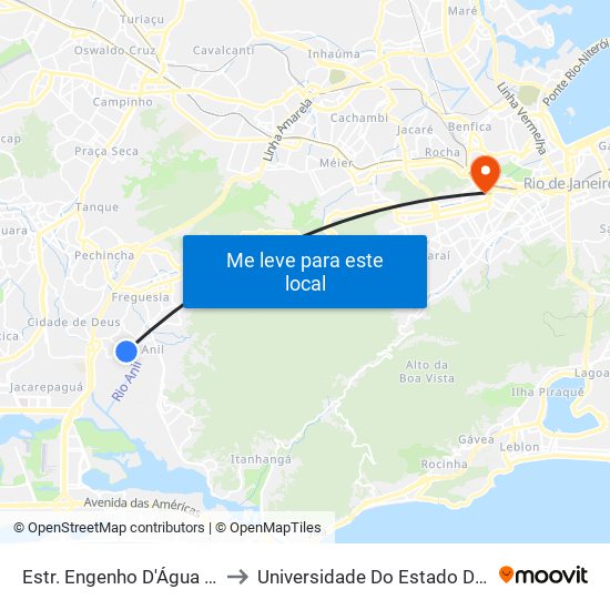 Estr. Engenho D'Água | Garagem Da Antiga Litoral Rio to Universidade Do Estado Do Rio De Janeiro - Campus Maracanã map
