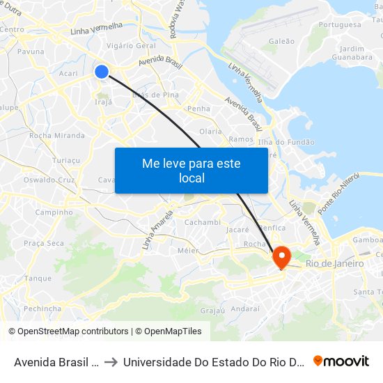 Avenida Brasil - Passarela 23 to Universidade Do Estado Do Rio De Janeiro - Campus Maracanã map