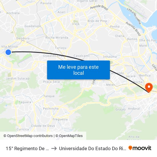 15° Regimento De Cavalaria Mecanizado to Universidade Do Estado Do Rio De Janeiro - Campus Maracanã map