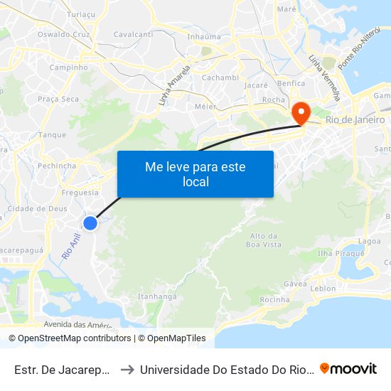 Estr. De Jacarepaguá | Largo Do Anil to Universidade Do Estado Do Rio De Janeiro - Campus Maracanã map