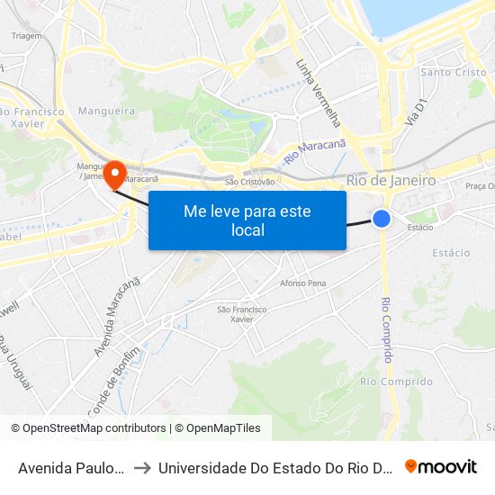 Avenida Paulo De Frontin, 58 to Universidade Do Estado Do Rio De Janeiro - Campus Maracanã map