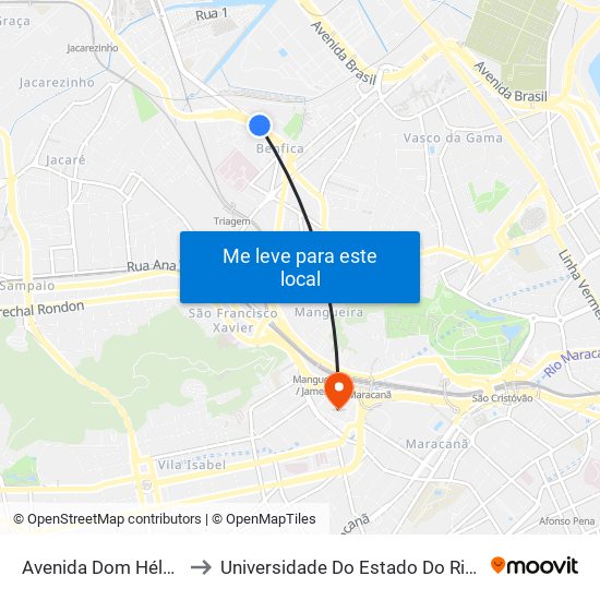 Avenida Dom Hélder Câmara, 186-312 to Universidade Do Estado Do Rio De Janeiro - Campus Maracanã map