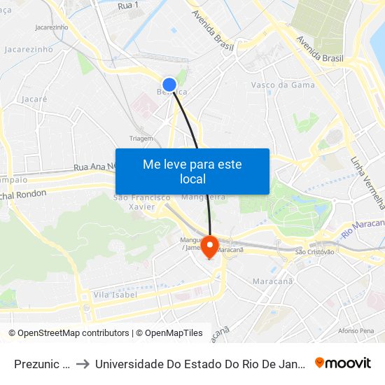 Prezunic Benfica to Universidade Do Estado Do Rio De Janeiro - Campus Maracanã map