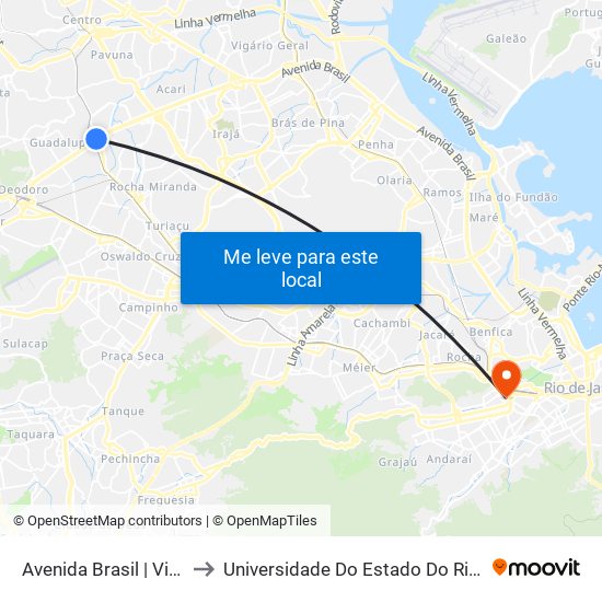 Avenida Brasil | Viaduto De Barros Filho to Universidade Do Estado Do Rio De Janeiro - Campus Maracanã map