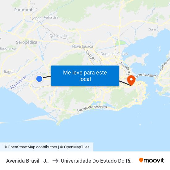 Avenida Brasil - Jardim Palmares (1) to Universidade Do Estado Do Rio De Janeiro - Campus Maracanã map