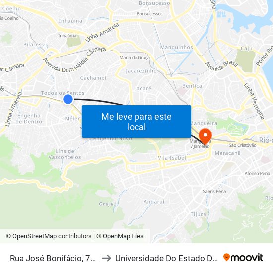 Rua José Bonifácio, 73 | Condomínio East Side Meier to Universidade Do Estado Do Rio De Janeiro - Campus Maracanã map