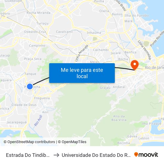 Estrada Do Tindiba | Largo Do Pechincha to Universidade Do Estado Do Rio De Janeiro - Campus Maracanã map