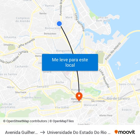 Avenida Guilherme Maxwel, 350 to Universidade Do Estado Do Rio De Janeiro - Campus Maracanã map
