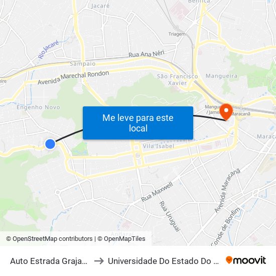 Auto Estrada Grajaú - Jacarepaguá, 452-522 to Universidade Do Estado Do Rio De Janeiro - Campus Maracanã map