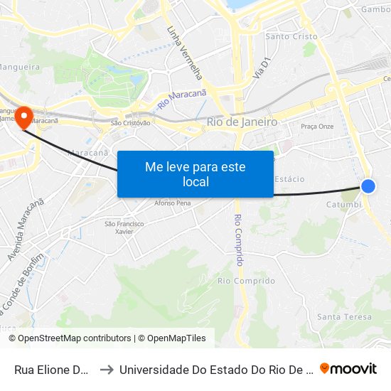 Rua Elione De Almeida, 28 to Universidade Do Estado Do Rio De Janeiro - Campus Maracanã map