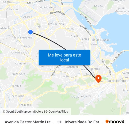 Avenida Pastor Martin Luther King Junior | Metrô Colégio (Sentido Del Castilho) to Universidade Do Estado Do Rio De Janeiro - Campus Maracanã map