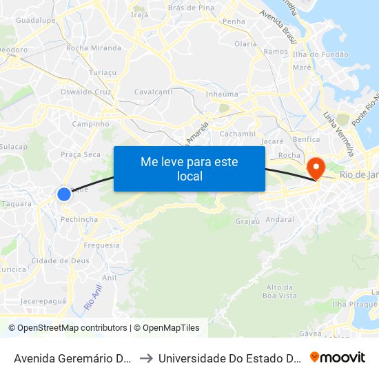 Avenida Geremário Dantas | Intercontinental Tanque to Universidade Do Estado Do Rio De Janeiro - Campus Maracanã map