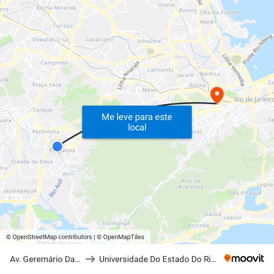 Av. Geremário Dantas | Rancho Verde to Universidade Do Estado Do Rio De Janeiro - Campus Maracanã map