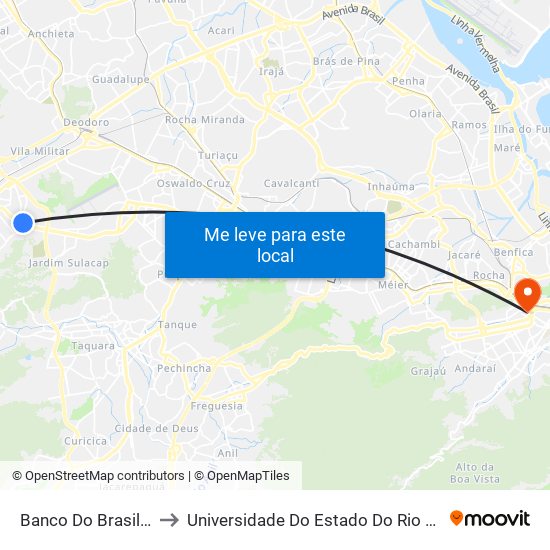 Banco Do Brasil | Bradesco | Itaú to Universidade Do Estado Do Rio De Janeiro - Campus Maracanã map