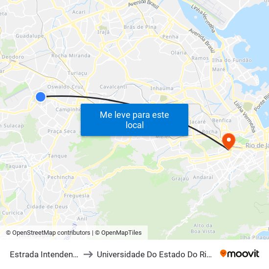 Estrada Intendente Magalhães, 1041 to Universidade Do Estado Do Rio De Janeiro - Campus Maracanã map