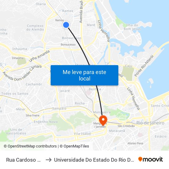 Rua Cardoso De Morais, 349 to Universidade Do Estado Do Rio De Janeiro - Campus Maracanã map