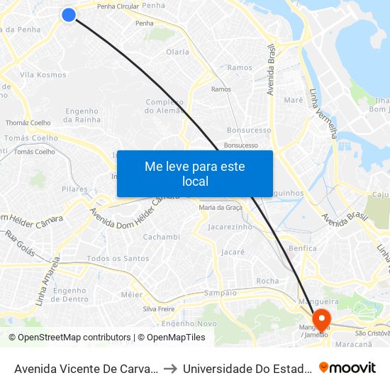 Avenida Vicente De Carvalho, 1580 | Praça Do Carmo (Sentido Penha) to Universidade Do Estado Do Rio De Janeiro - Campus Maracanã map