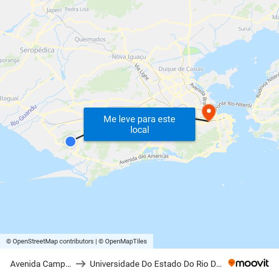 Avenida Campo Mourão, 242 to Universidade Do Estado Do Rio De Janeiro - Campus Maracanã map