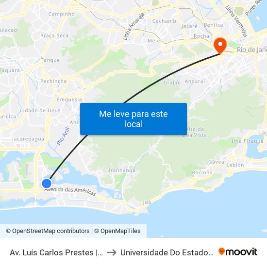 Av. Luís Carlos Prestes | Barrashopping - Nível Lagoa (Fundos) to Universidade Do Estado Do Rio De Janeiro - Campus Maracanã map