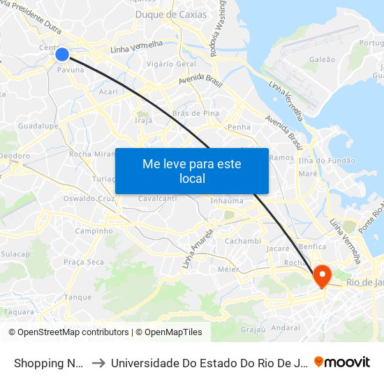 Shopping Nova Pavuna to Universidade Do Estado Do Rio De Janeiro - Campus Maracanã map