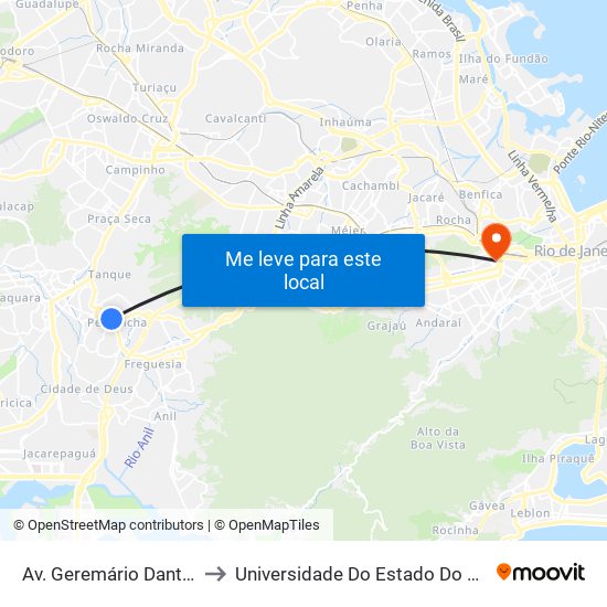 Av. Geremário Dantas | Largo Do Pechincha to Universidade Do Estado Do Rio De Janeiro - Campus Maracanã map