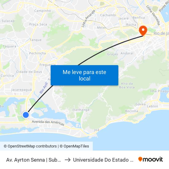 Av. Ayrton Senna | Subprefeitura Da Barra E Jacarepaguá to Universidade Do Estado Do Rio De Janeiro - Campus Maracanã map