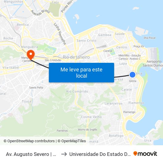 Av. Augusto Severo | Praça Paris (1 - Sentido Passeio) to Universidade Do Estado Do Rio De Janeiro - Campus Maracanã map