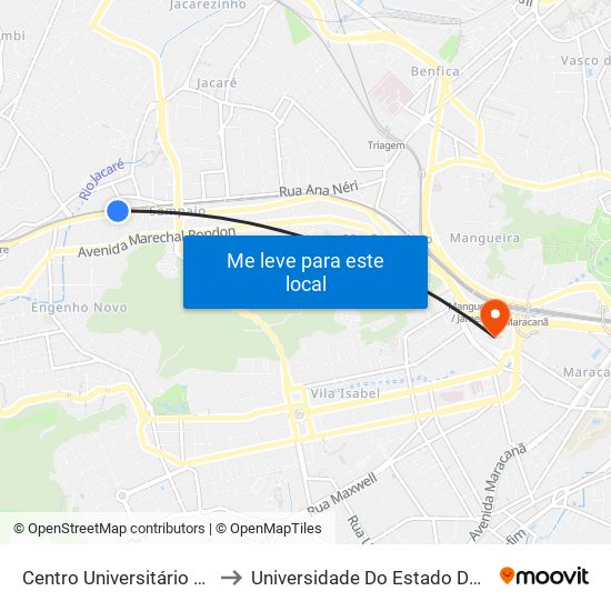 Centro Universitário Celso Lisboa (Sentido Méier) to Universidade Do Estado Do Rio De Janeiro - Campus Maracanã map