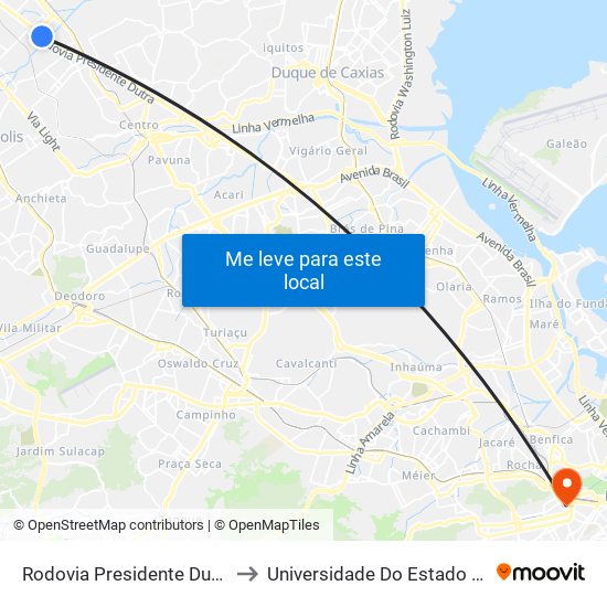 Rodovia Presidente Dutra (Bnh/Carrefour De Belford Roxo) to Universidade Do Estado Do Rio De Janeiro - Campus Maracanã map