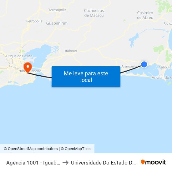 Agência 1001 - Iguaba Grande (Sentido Cabo Frio) to Universidade Do Estado Do Rio De Janeiro - Campus Maracanã map