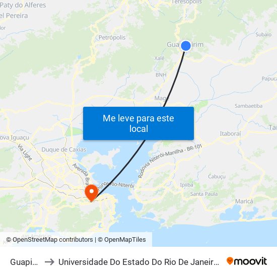 Guapimirim to Universidade Do Estado Do Rio De Janeiro - Campus Maracanã map
