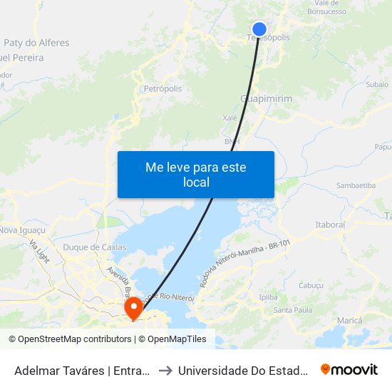 Adelmar Taváres | Entrada Do Parque Do Imbuí (Sentido Centro) to Universidade Do Estado Do Rio De Janeiro - Campus Maracanã map