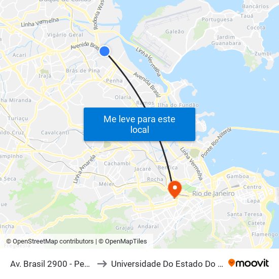 Av. Brasil 2900 - Penha Circular Rio De Janeiro to Universidade Do Estado Do Rio De Janeiro - Campus Maracanã map