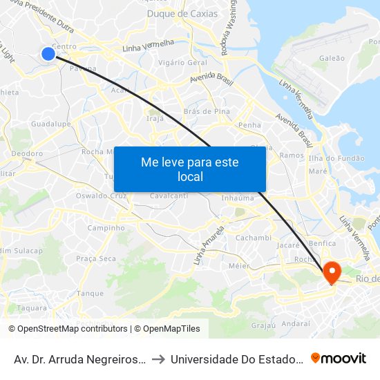 Av. Dr. Arruda Negreiros 779 - São Mateus São João De Meriti to Universidade Do Estado Do Rio De Janeiro - Campus Maracanã map