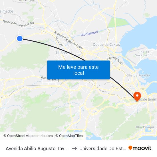 Avenida Abilio Augusto Tavora 3555 Danon Nova Iguaçu - Rio De Janeiro 26270 Brasil to Universidade Do Estado Do Rio De Janeiro - Campus Maracanã map